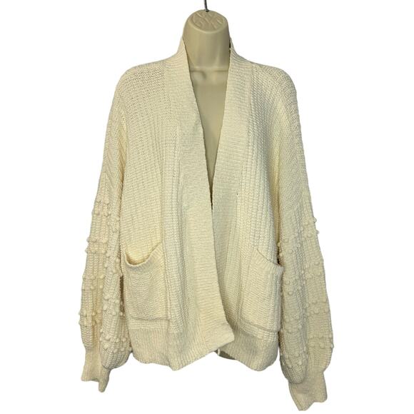 MADEWELL Bobble Cardigan Sweater Open Front Oversized Lighthouse Bright Ivory 2X - Picture 2 of 13